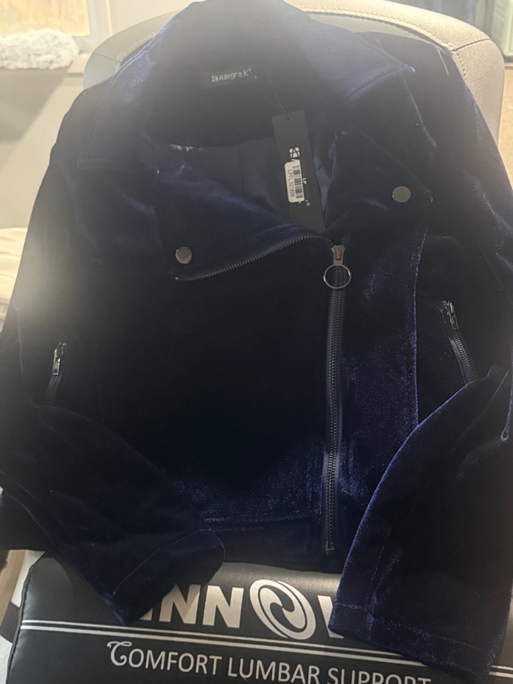 Allegra K Velvet Jacket in Navy